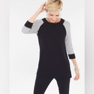 Zenergy /chicos Bethany Striped-Back Top size 1/largue